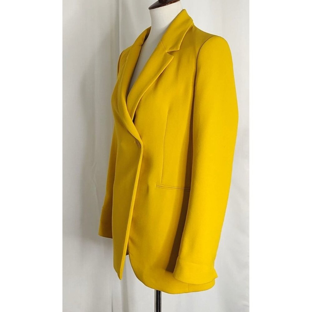 Zara Blazer XS Yellow Double Breasted Asymmetric Blogger Fave - Picture 9 of 16